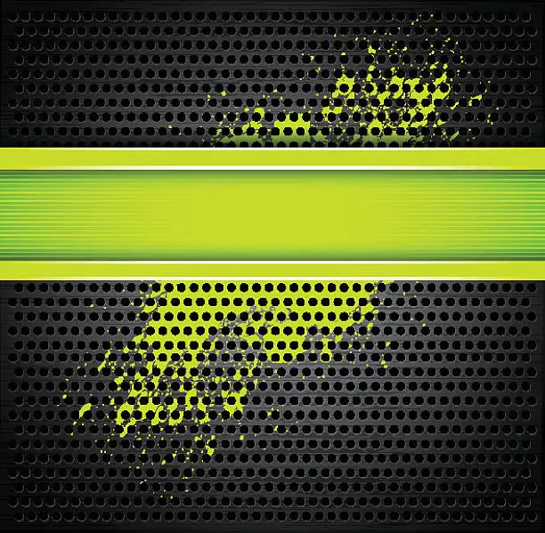 Vector illustration of Black and acid green metallic background