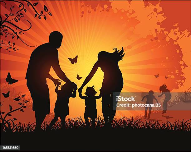 Family Enjoying Nature Stock Illustration - Download Image Now - Family, Harmony, Adult