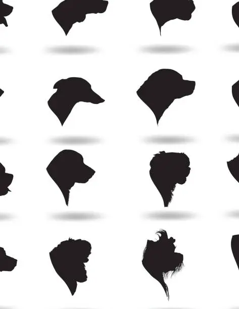 Vector illustration of Dog Heads Silhouette