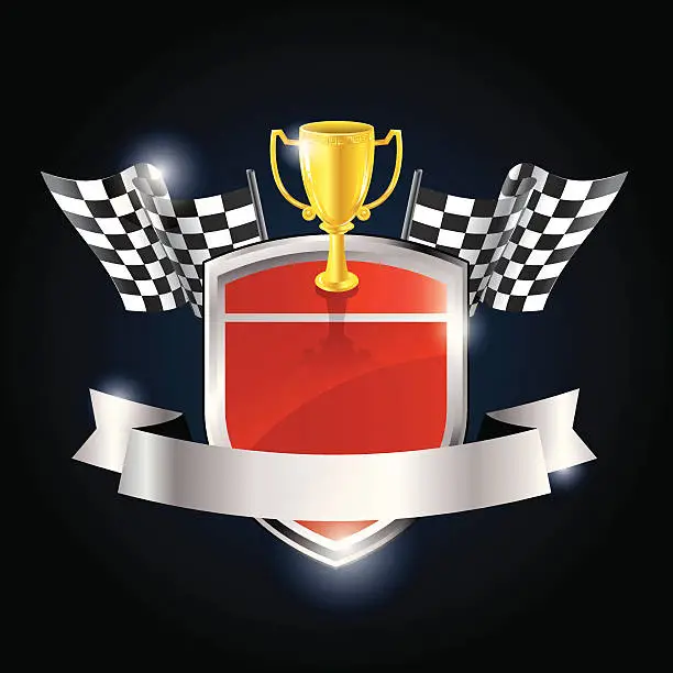 Vector illustration of Car Racing Winner Badge