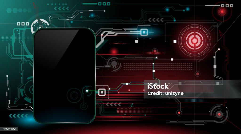 Technisch Smart'phone - Lizenzfrei Beleuchtet Vektorgrafik