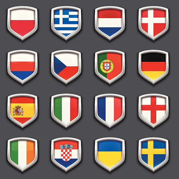 Vector illustration of European Flag Icons