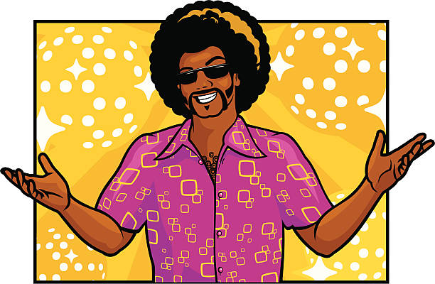 Disco Dude Funky black disco dude afro man stock illustrations