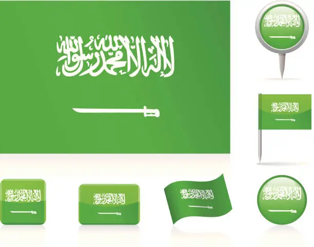 Vector illustration of Flags of Saudi Arabia - icon set