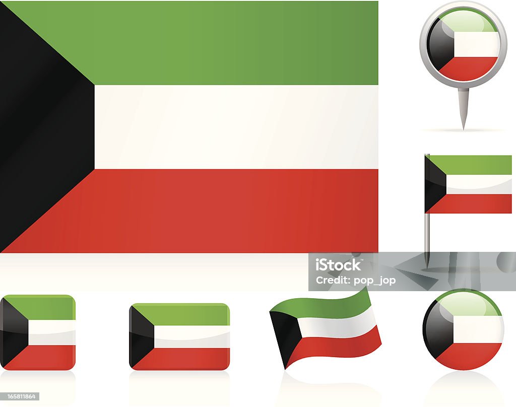 Banderas conjunto de iconos de Kuwait - arte vectorial de Bandera libre de derechos