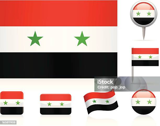 Drapeaux De La Syrieicon Set Vecteurs libres de droits et plus d'images vectorielles de Brillant - Brillant, Carte, Cercle