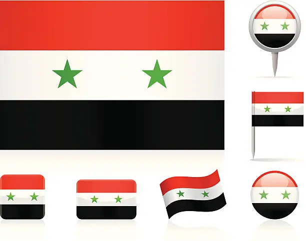 Vector illustration of Flags of Syria - icon set