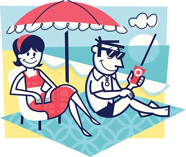 Vector illustration of couple on the beach