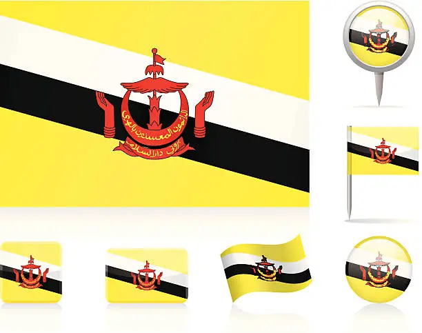 Vector illustration of Flags of Brunei - icon set