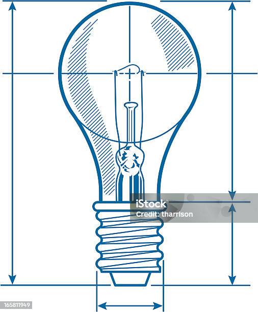Vector Illustration Of Light Bulb Blueprint Stock Illustration - Download Image Now - Blueprint, Light Bulb, Vector