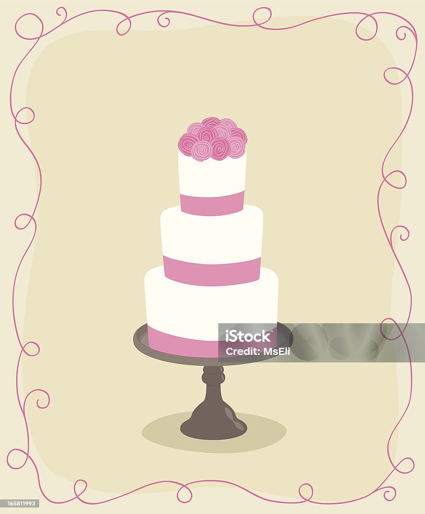 Свадебный торт с розами - Век�торная графика Лента - для шитья роялти-фри