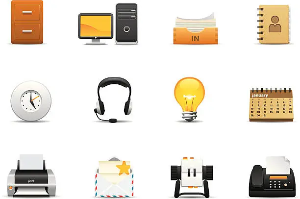 Vector illustration of Collection of business themed icons