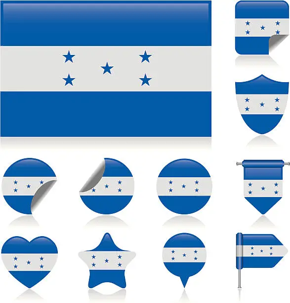 Vector illustration of Honduras flag set