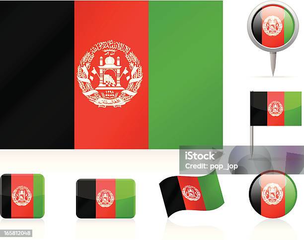 Bandiera Dellafghanistanicona Set - Immagini vettoriali stock e altre immagini di Afghanistan - Afghanistan, Bandiera, Bandiera dell'Afghanistan