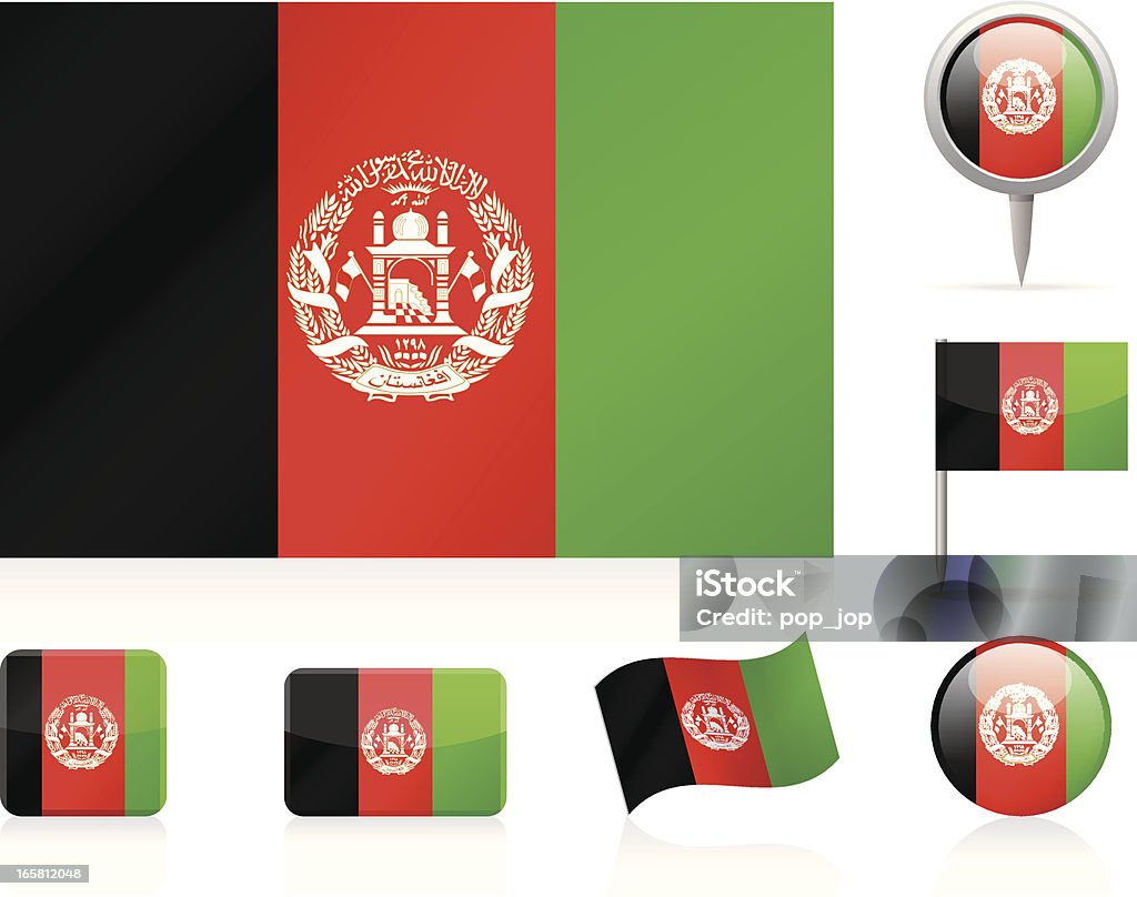 Bandeiras do Afeganistão-conjunto de ícones - Royalty-free Afeganistão arte vetorial