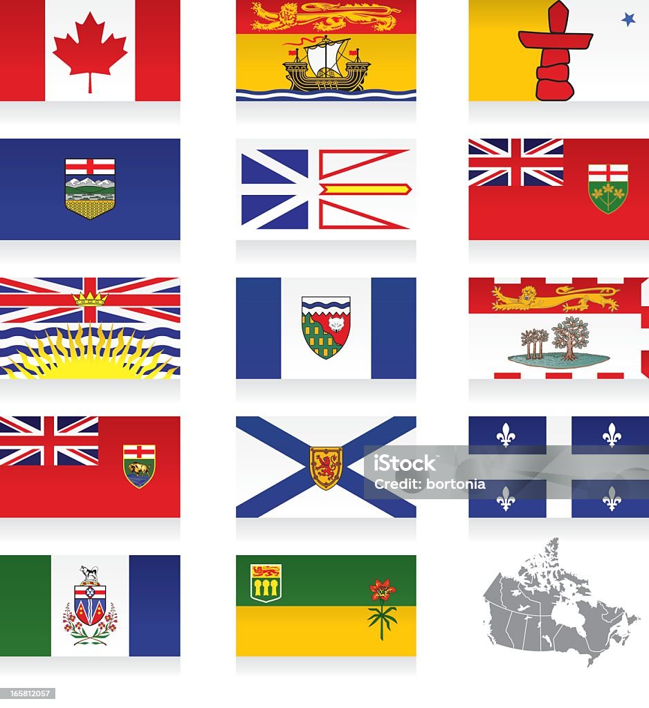 Flagi prowincji Kanady Zestaw ikon - Grafika wektorowa royalty-free (Flaga)