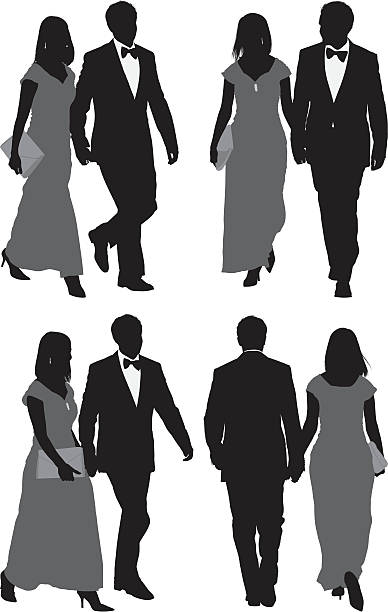 Multiple images of a couple walking Multiple images of a couple walkinghttp://www.twodozendesign.info/i/1.png sequence dress stock illustrations