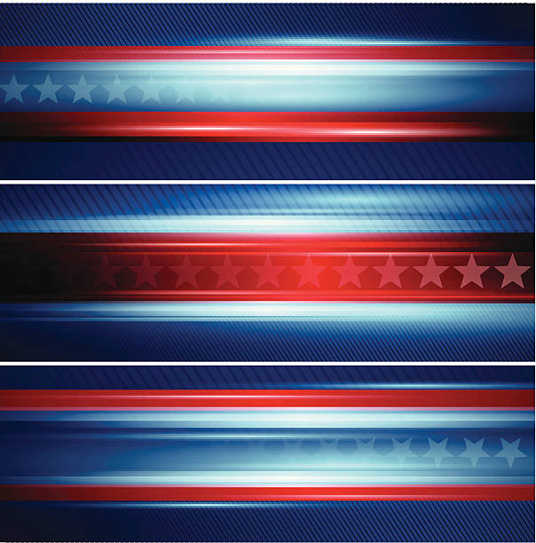 ilustrações, clipart, desenhos animados e ícones de banner abstrato de estrelas - fourth of july patriotism star shape red