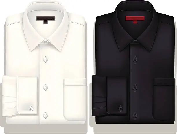 Vector illustration of White and Black ButtonDownShirt