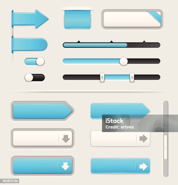 Ilustración de Elemento Web y más Vectores Libres de Derechos de Azul - Azul, Botón pulsador, Conceptos