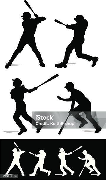 Baseball Batters Swinging At Bat Stock Illustration - Download Image Now - Baseball - Sport, In Silhouette, Home Run