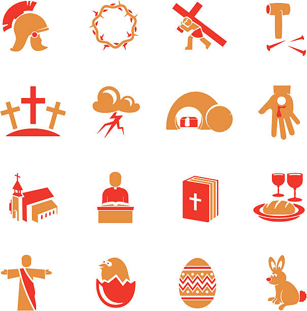 ilustrações de stock, clip art, desenhos animados e ícones de ícones de páscoa - easter egg religion cross spirituality