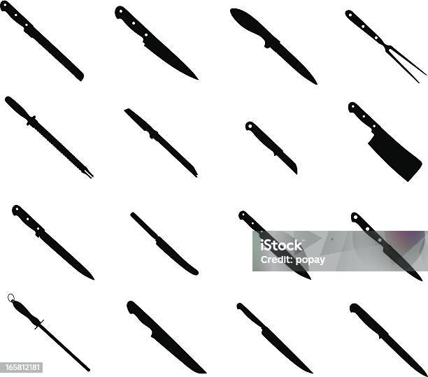 Нож Силуэт — стоковая векторная графика и другие изображения на тему Столовый нож - Столовый нож, Нож, Кухонный нож