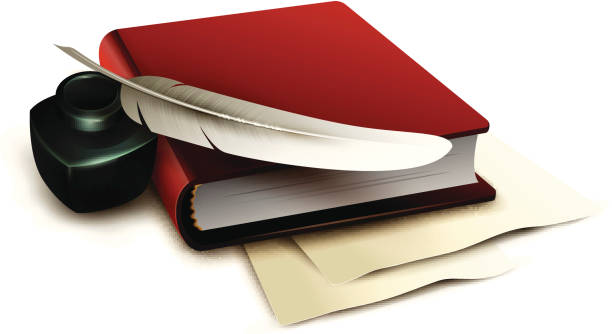 Book and feather Vector illustration - Book and feather ancient writing tool stock illustrations