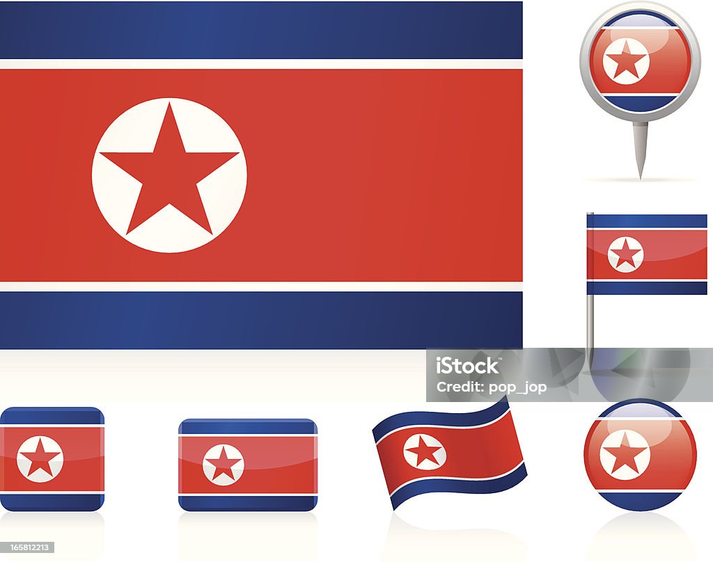 Flaggen von Nordkorea-icon-set - Lizenzfrei Biegung Vektorgrafik