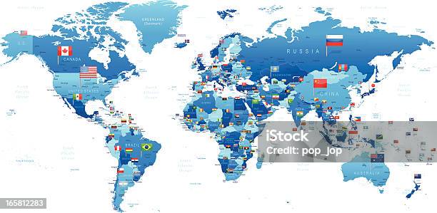 Mapa Świata Z Flagami - Stockowe grafiki wektorowe i więcej obrazów Mapa świata - Mapa świata, Mapa, Globus - Wyposażenie do nawigacji
