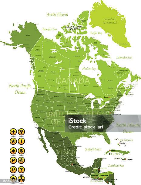 Amérique Du Nord Vecteurs libres de droits et plus d'images vectorielles de Alaska - État américain - Alaska - État américain, Amérique du Nord, Bleu