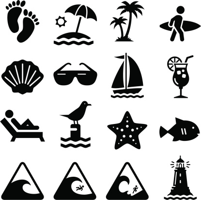 Beach, waves and summer fun. Professional icons for your print project or Web site. See more in this series.