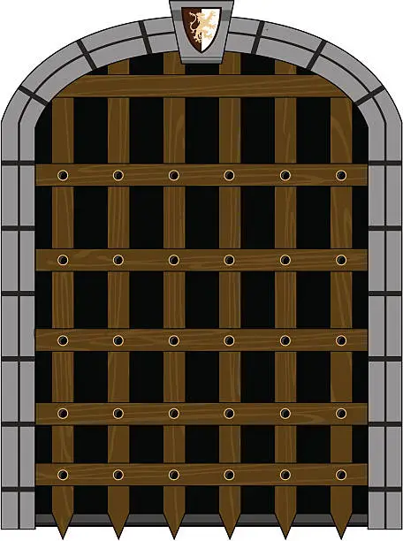 Vector illustration of Medieval Portcullis Style Gate