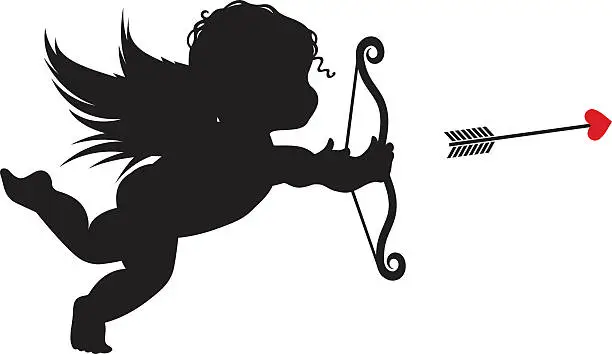 Vector illustration of Silhouette Cupid