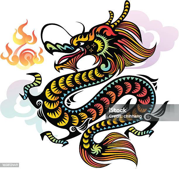 Dragão Chinês Dourado - Arte vetorial de stock e mais imagens de Dragão chinês - Dragão chinês, Ano do Dragão, Animal