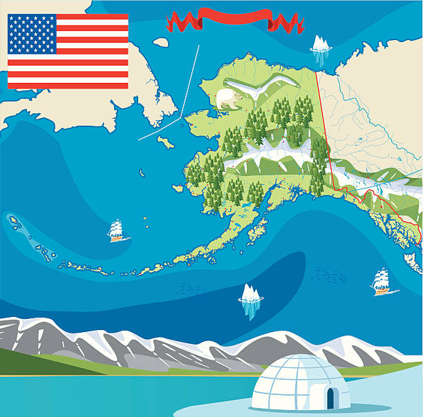 Alaska Map of Alaska chukchi stock illustrations