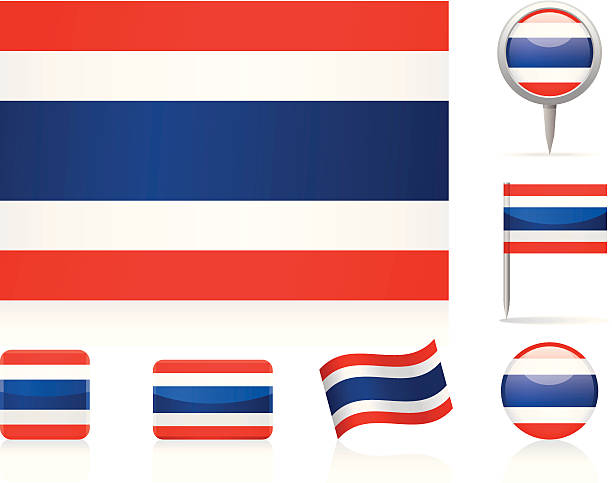 Flags of Thailand - icon set Flags of Thailand - icon set thailand flag round stock illustrations