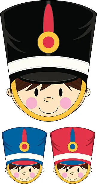Vector illustration of Cute Nutcracker Toy Soldiers Head