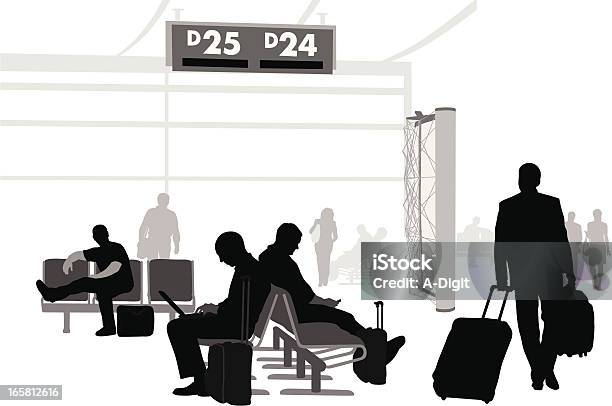 Airport Waits Vector Silhouette Stock Illustration - Download Image Now - Airport, Adult, Airport Departure Area
