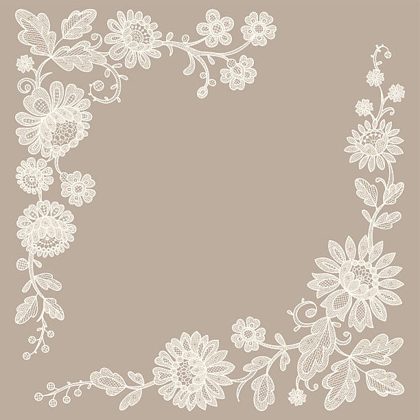 spitze. ecken. - lace white pattern flower stock-grafiken, -clipart, -cartoons und -symbole