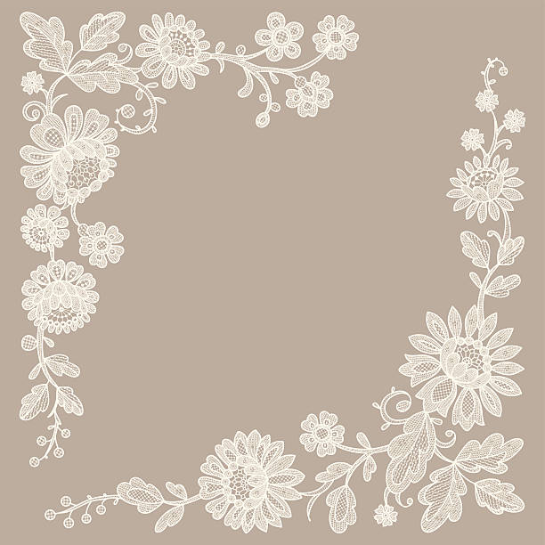 레이스. 있다. - lace frame retro revival floral pattern stock illustrations