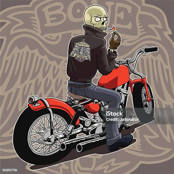 The Bone Bobber Stock Illustration - Download Image Now - Human Skeleton, Motorcycle, Chrome