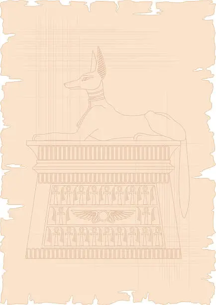 Vector illustration of Papyrus with Anubis on Pedestal