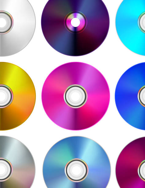 cd/dvd multicolored disks - dvd stock illustrations