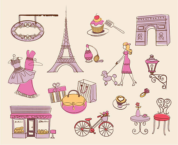 ilustrações de stock, clip art, desenhos animados e ícones de elemento de design de paris - french culture illustrations