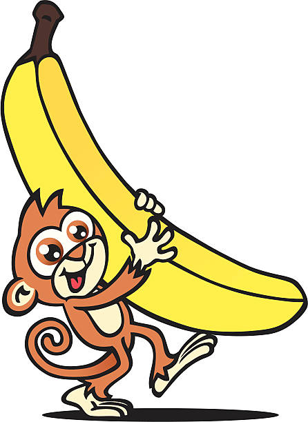 Banana Monkey A monkey's holding up a big bananas. Please check out my other images :) clip art of a monkey holding banana stock illustrations