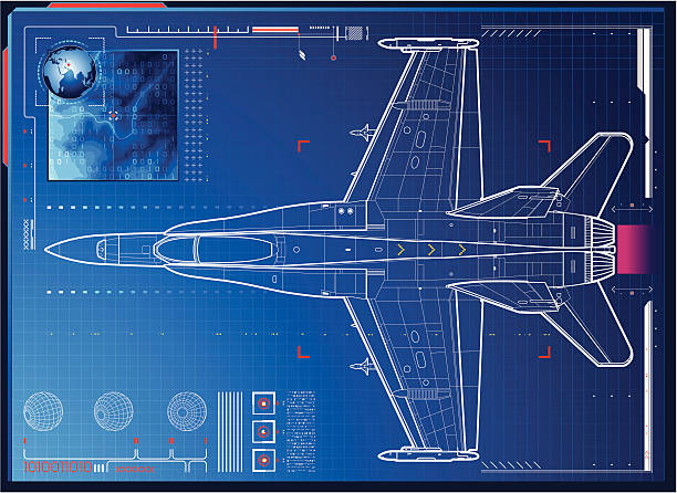 air force monitoring High detailed Fighter Plane monitoring connecting  throw global system, with radar and topographic map. engineer illustrations stock illustrations