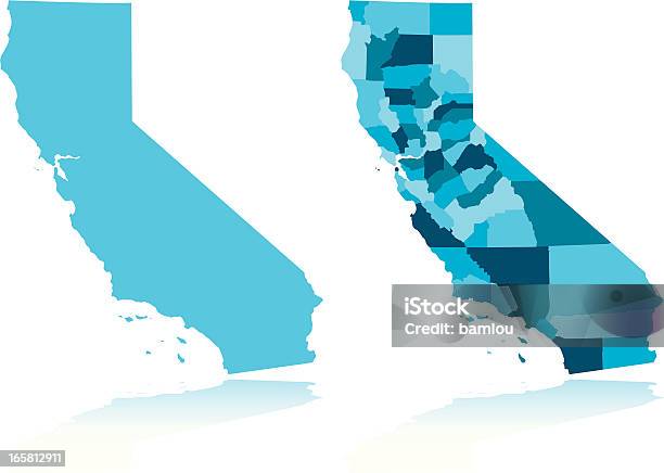 Image Of California Next To Image Of California Counties Stock Illustration - Download Image Now