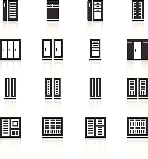 illustrations, cliparts, dessins animés et icônes de icônes de serveur - network server rack computer mainframe