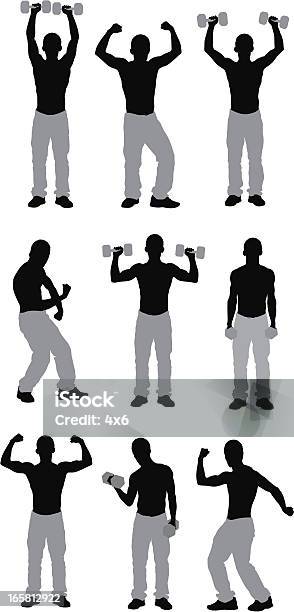 Mięśni Mężczyzna Ćwiczyć - Stockowe grafiki wektorowe i więcej obrazów Aktywny tryb życia - Aktywny tryb życia, Bez koszulki, Białe tło